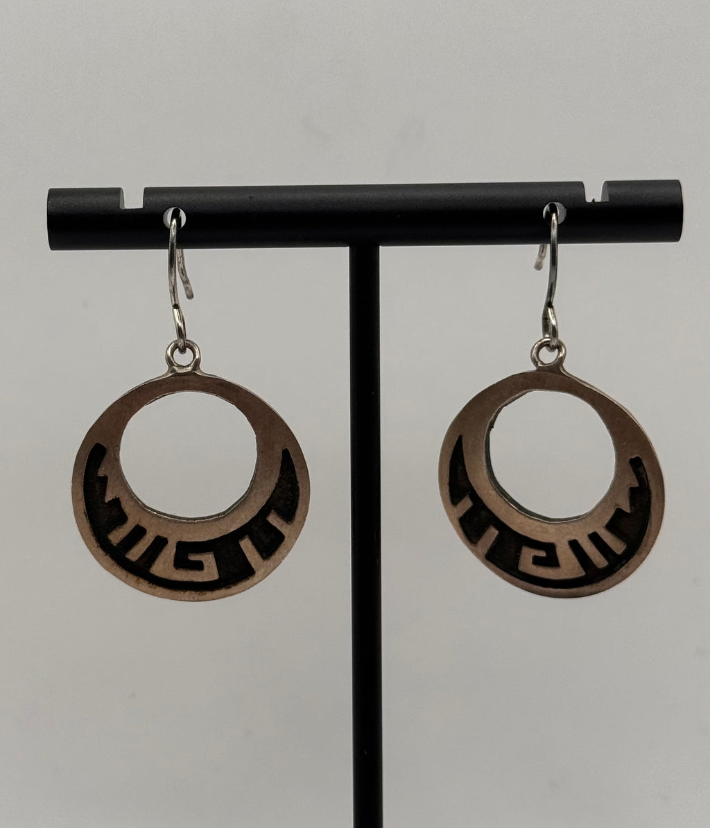Vintage Hopi Sterling Silver Overlay Dangle Earrings 925 Geometric