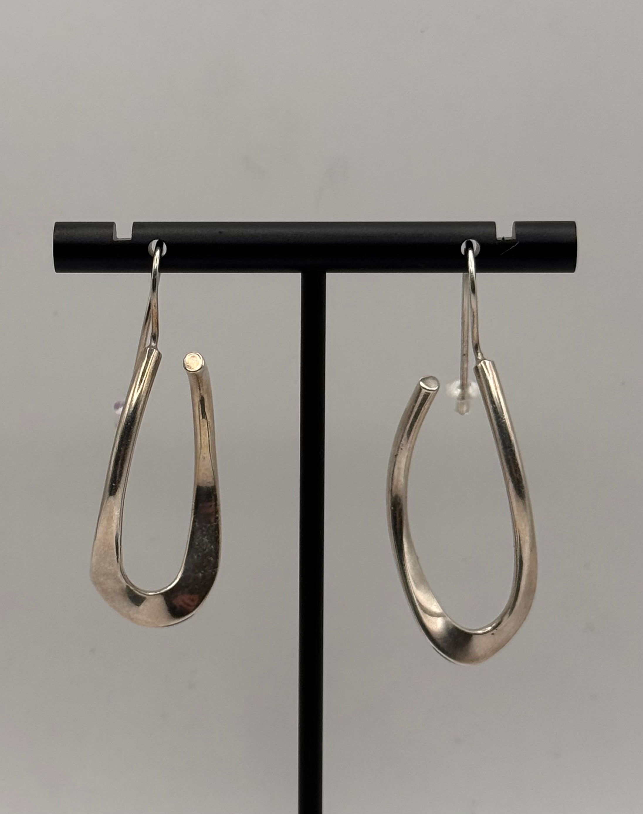 Vintage 925 Sterling Silver Modern Teardrop Dangle Earrings