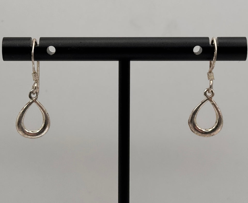925 Sterling Silver Teardrop Dangle Earrings Minimalist Open Drop