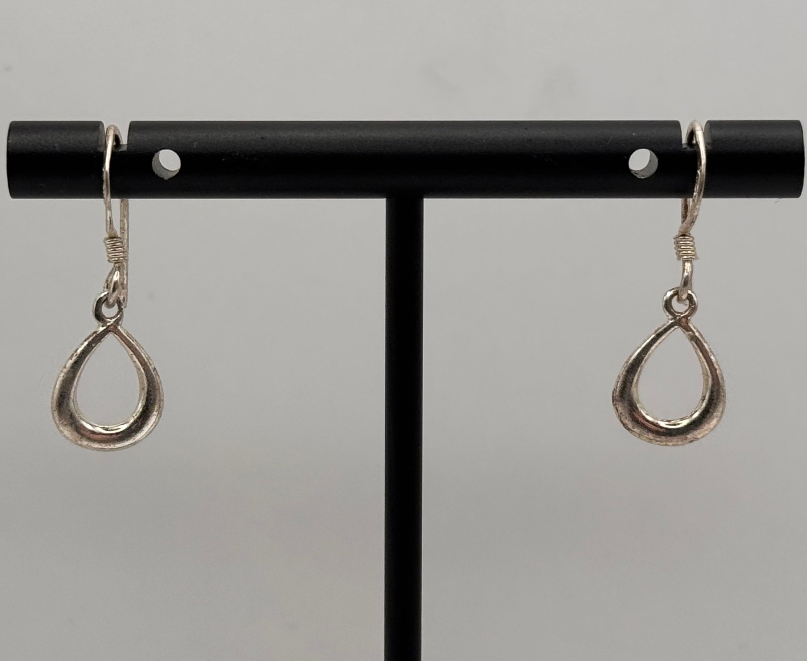 925 Sterling Silver Teardrop Dangle Earrings Minimalist Open Drop