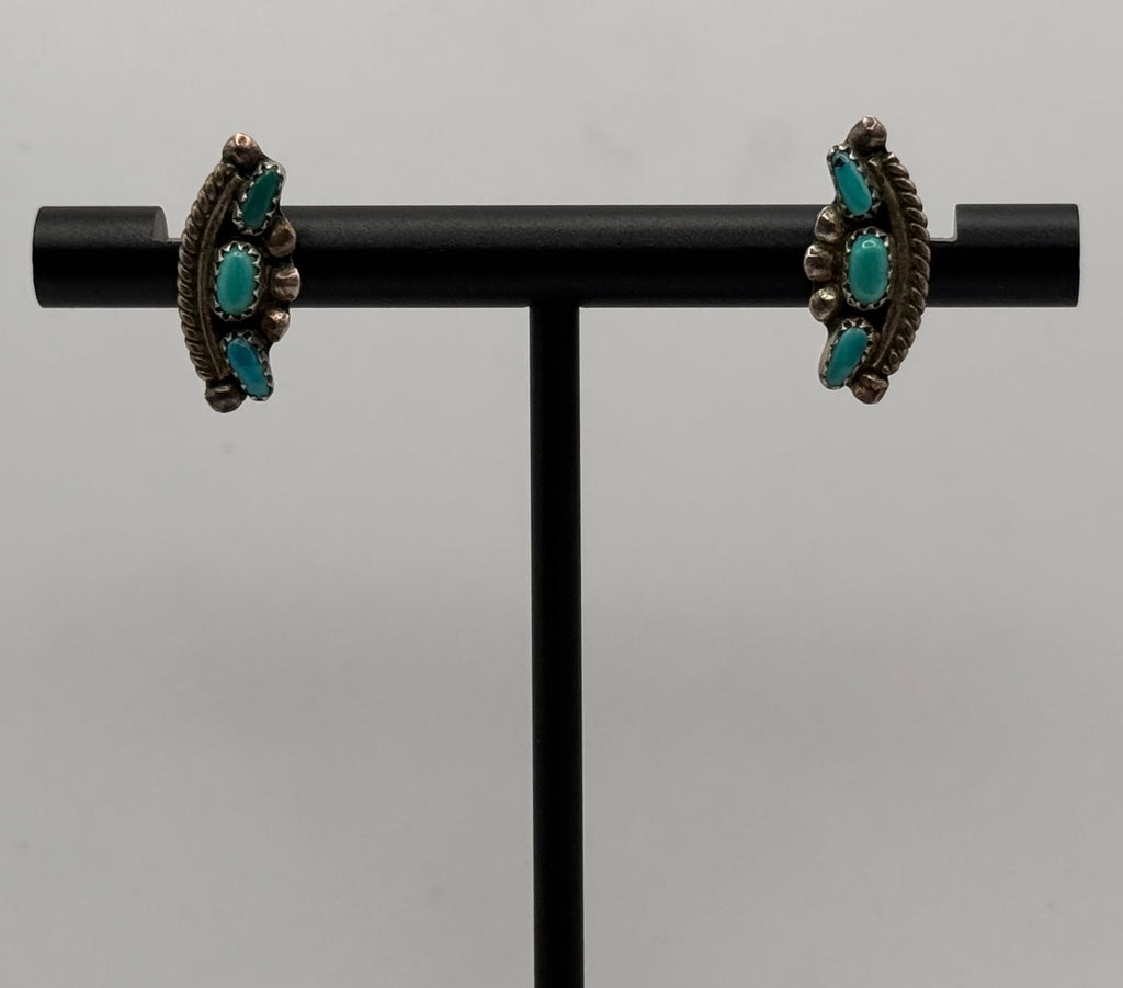 Vintage 925 Sterling Silver Turquoise Southwestern Stud Earrings