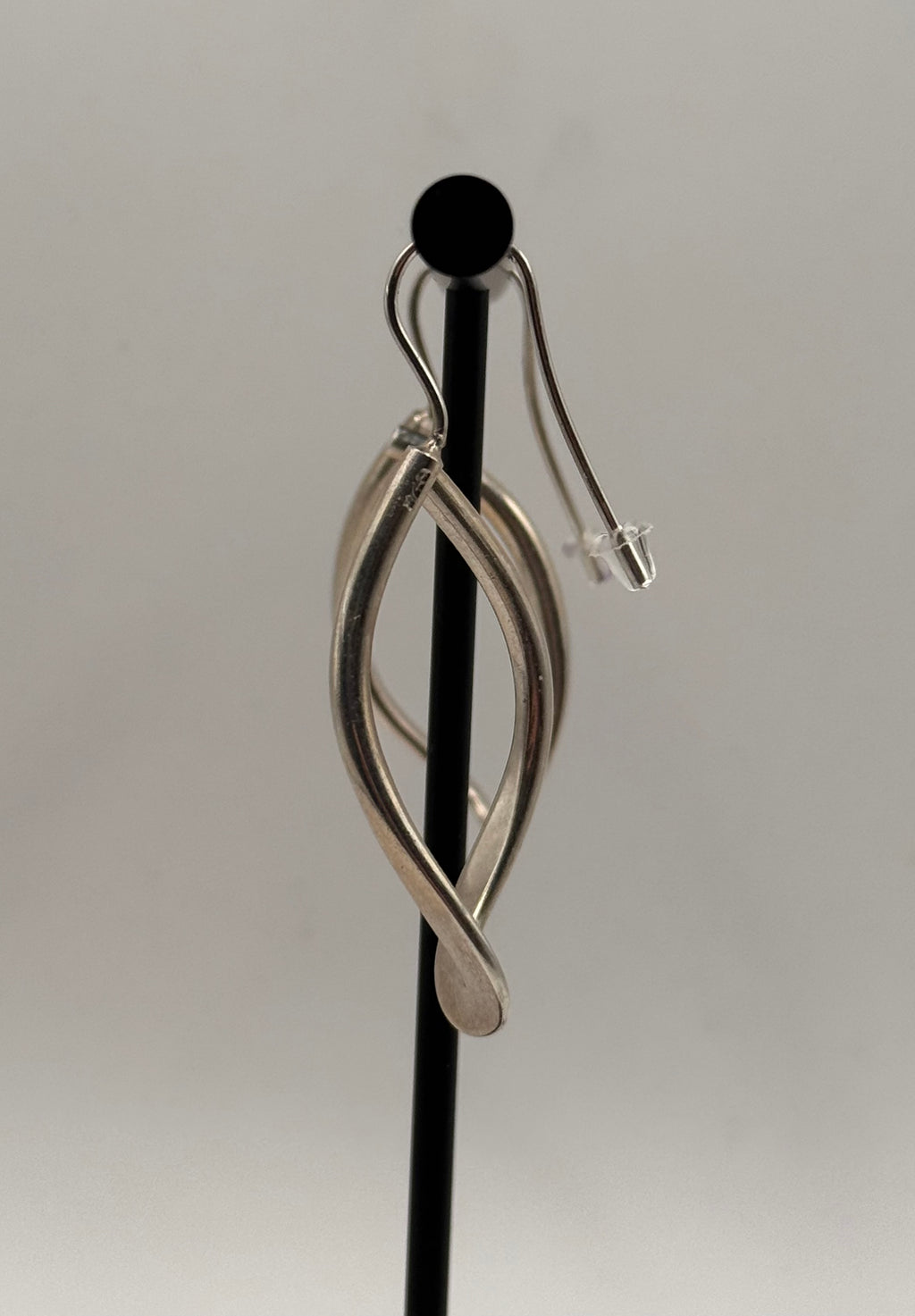 Vintage 925 Sterling Silver Modern Teardrop Dangle Earrings