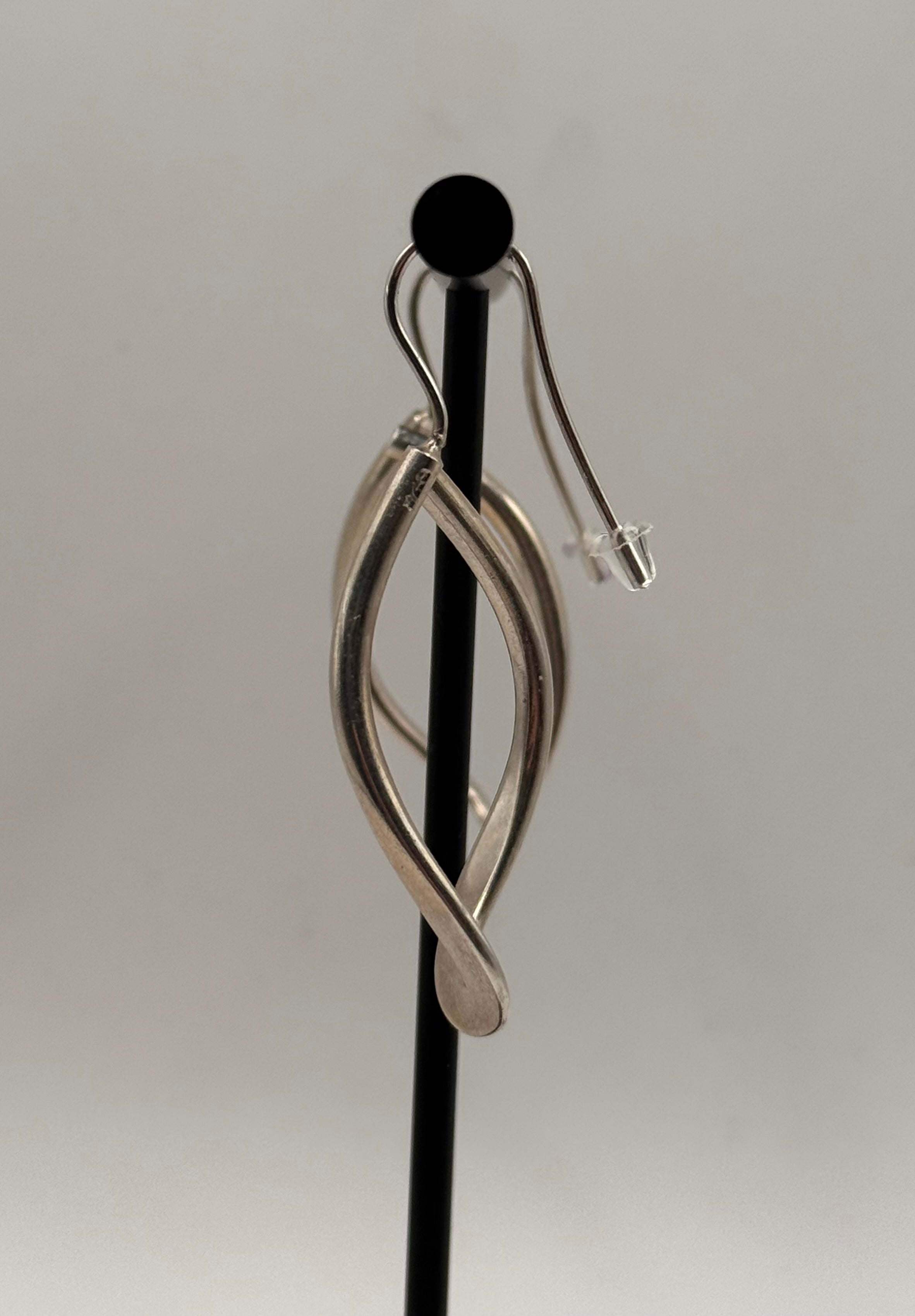 Vintage 925 Sterling Silver Modern Teardrop Dangle Earrings