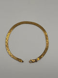 Vintage 925 Sterling Silver Gold Tone Herringbone Bracelet Flat Chain Lobster Clasp
