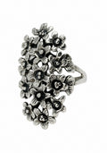 925 Sterling Silver Floral Statement Ring Openwork Flower Garden