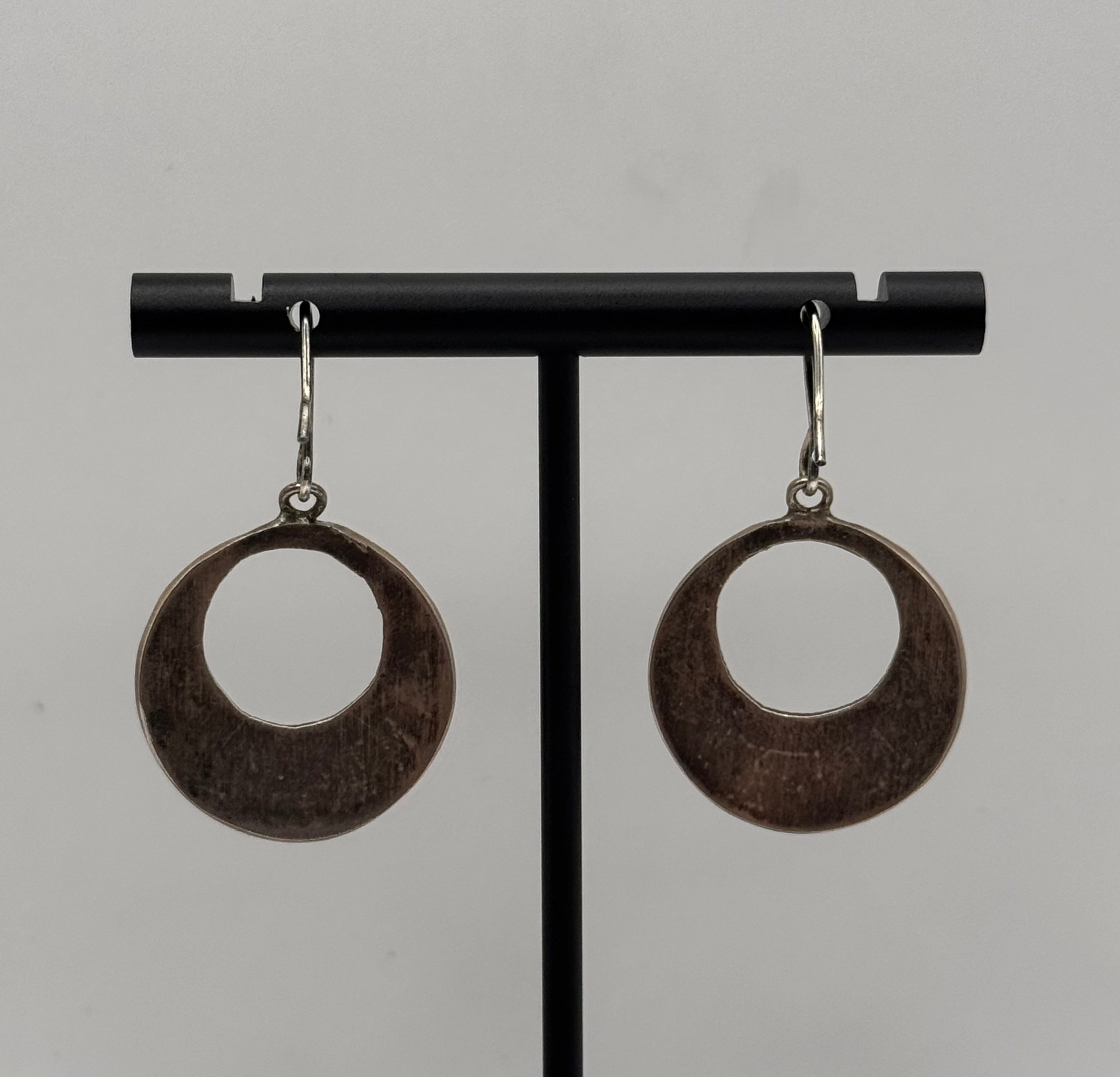 Vintage Hopi Sterling Silver Overlay Dangle Earrings 925 Geometric