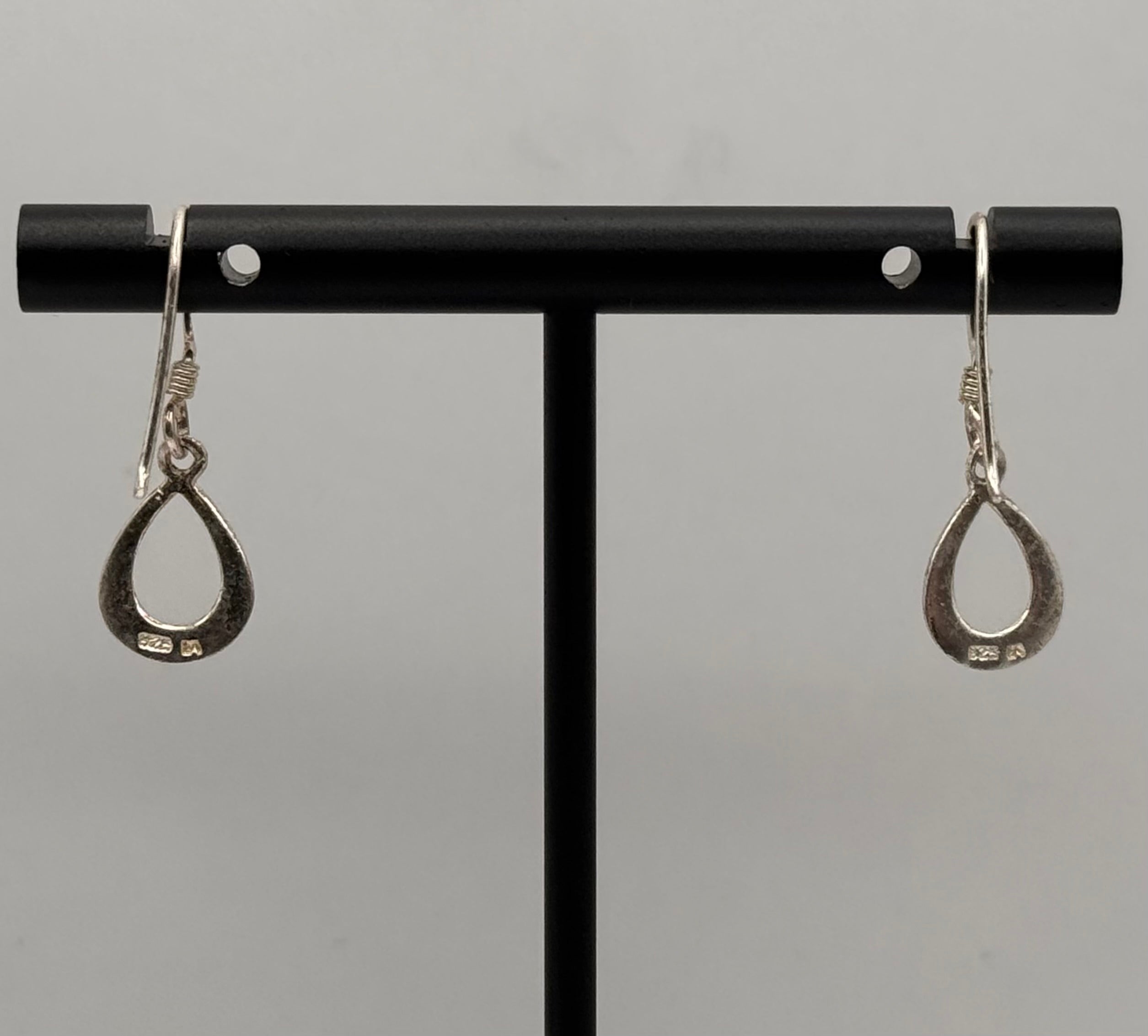 925 Sterling Silver Teardrop Dangle Earrings Minimalist Open Drop