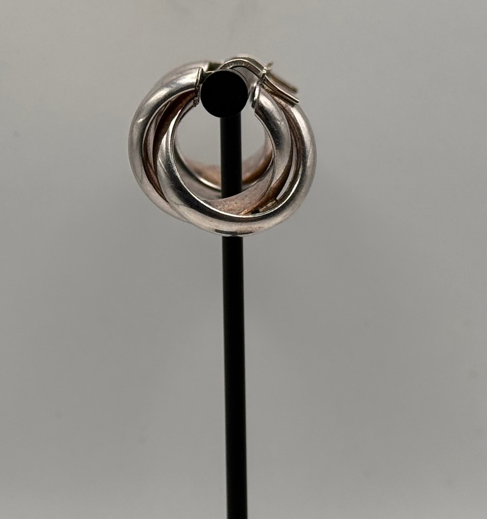 Vintage 925 Sterling Silver Twisted Hoop Earrings Chunky X Design