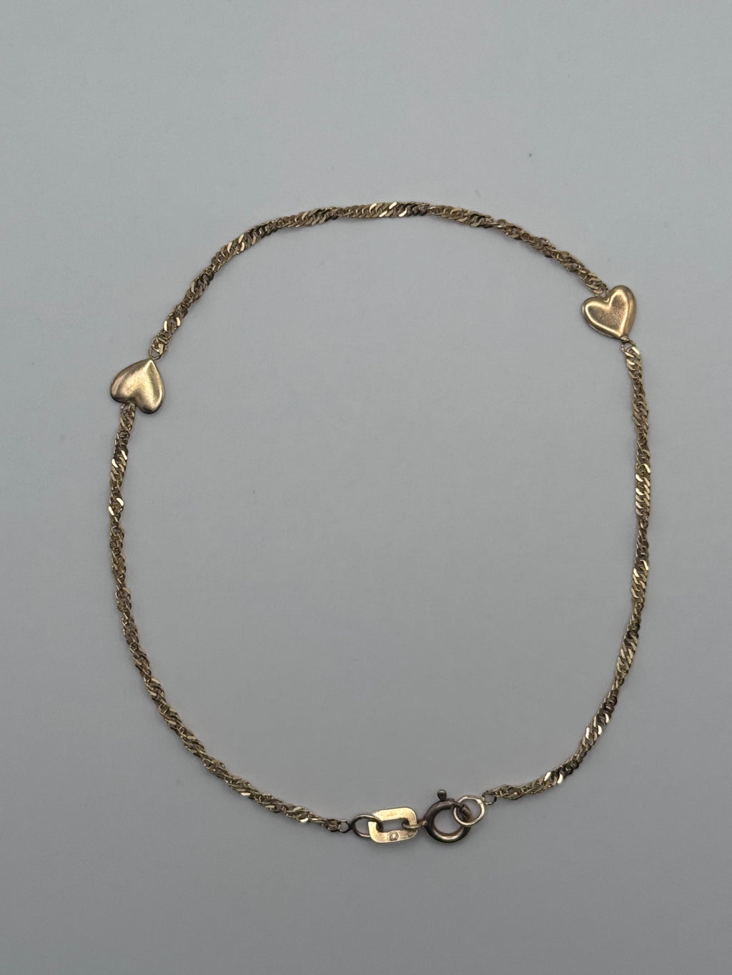14K Yellow Gold Heart Station Bracelet 0.94g Delicate Dainty Fine Jewelry