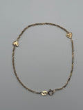 14K Yellow Gold Heart Station Bracelet 0.94g Delicate Dainty Fine Jewelry