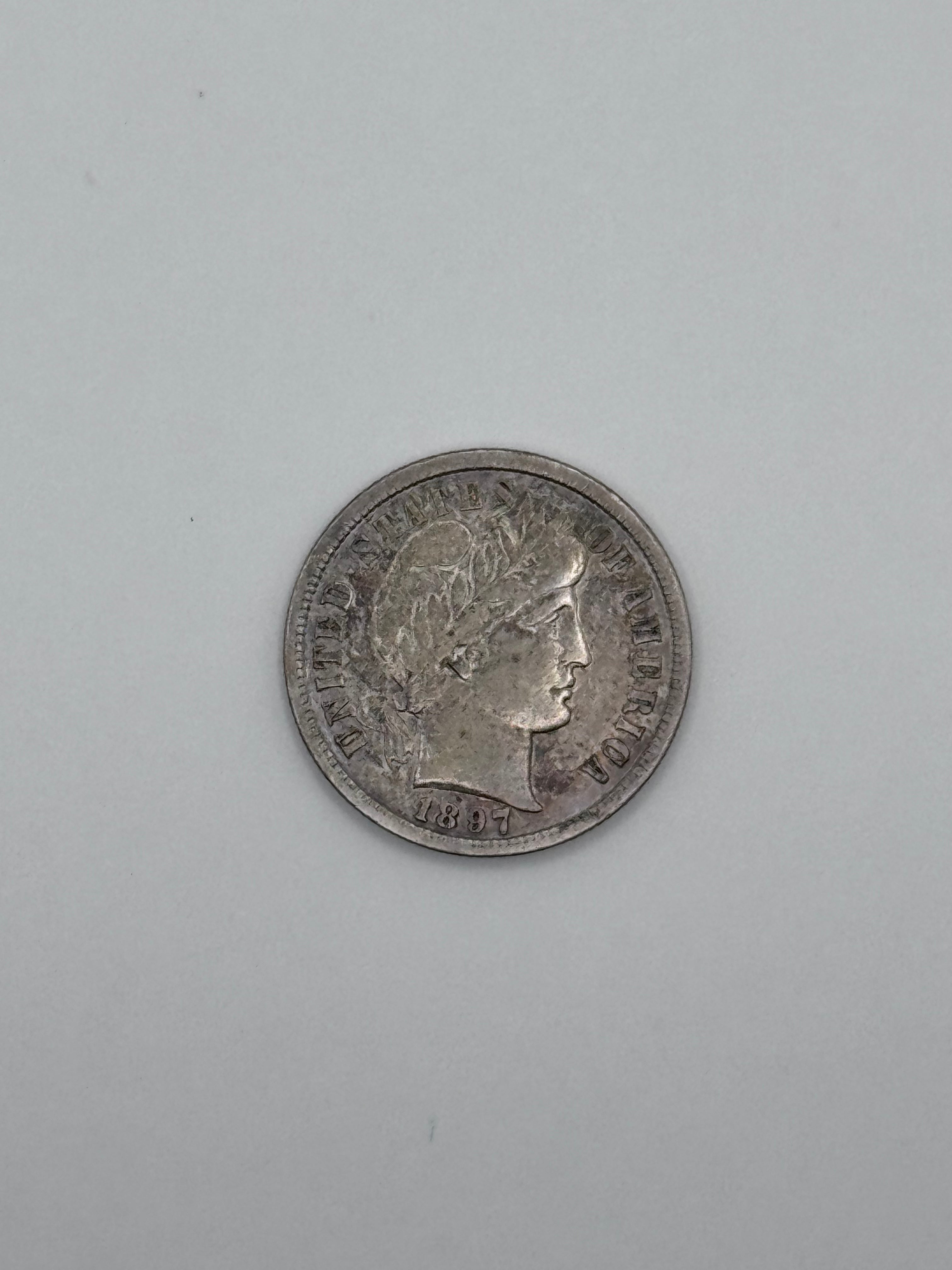 1897-S Barber Dime 90% Silver 10C San Francisco Mint U.S. Coin