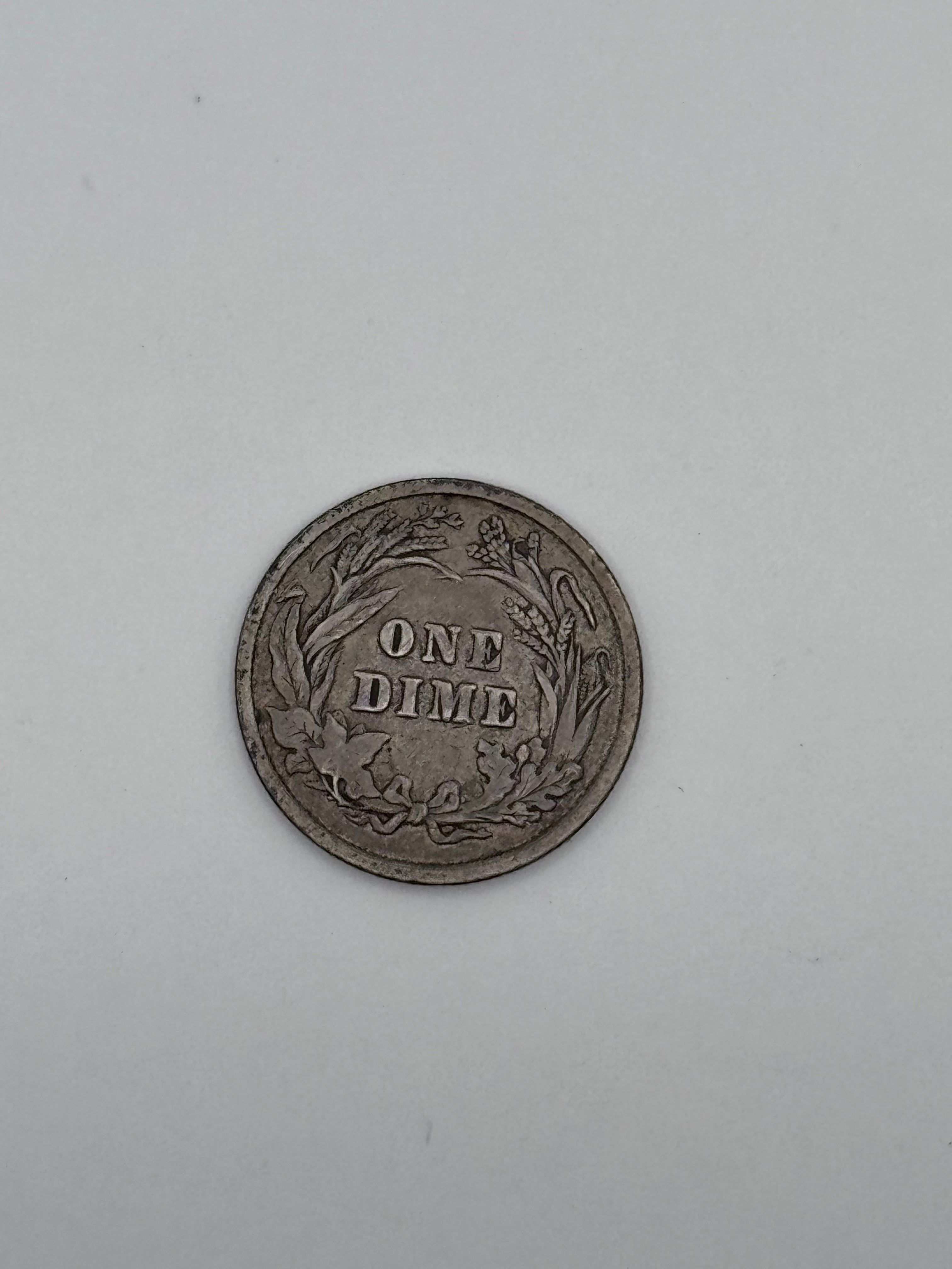 1897 Barber Dime 90% Silver 10C Philadelphia Mint U.S. Coin