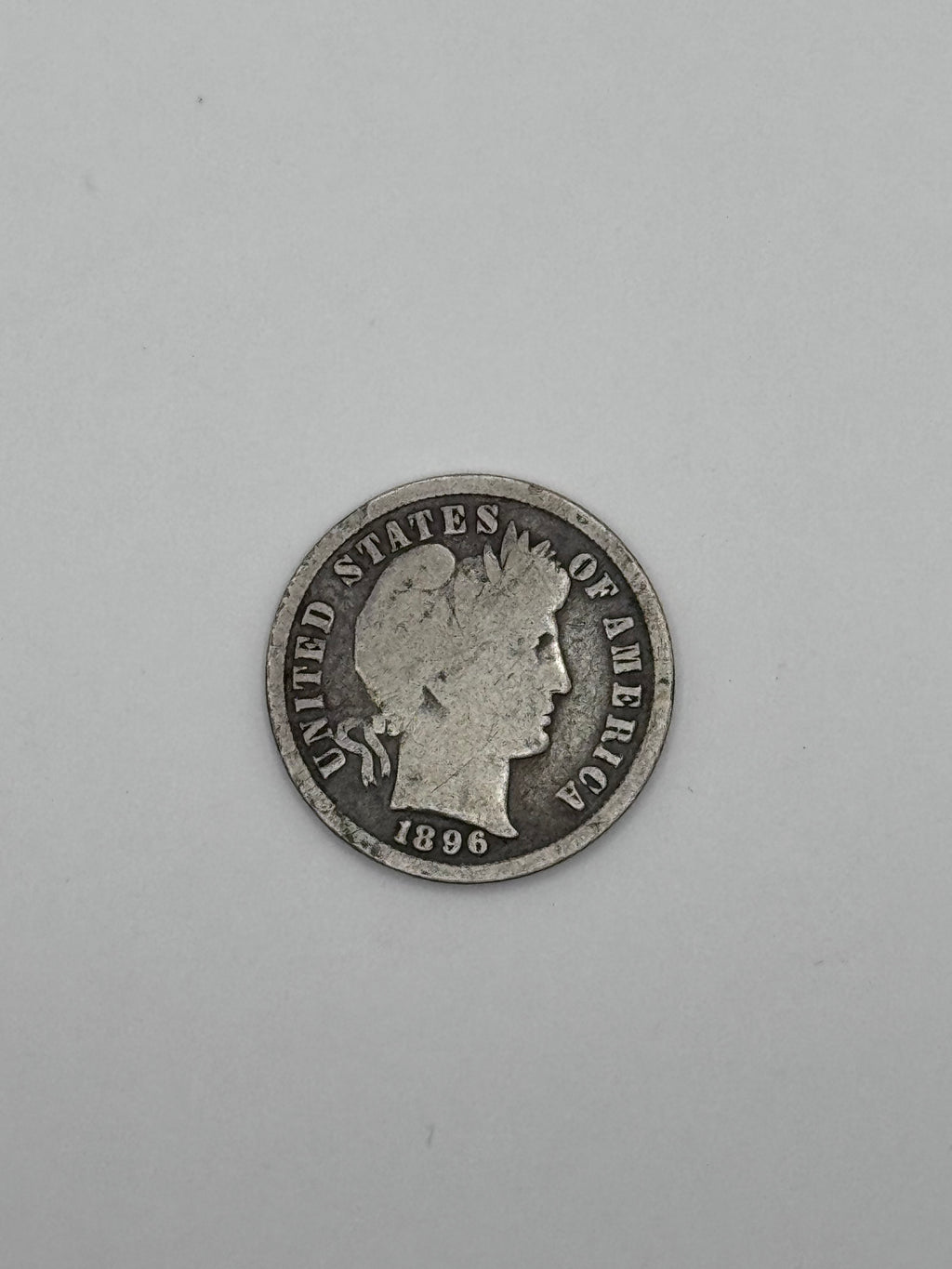 1896 Barber Dime 90% Silver 10C Philadelphia Mint U.S. Coin