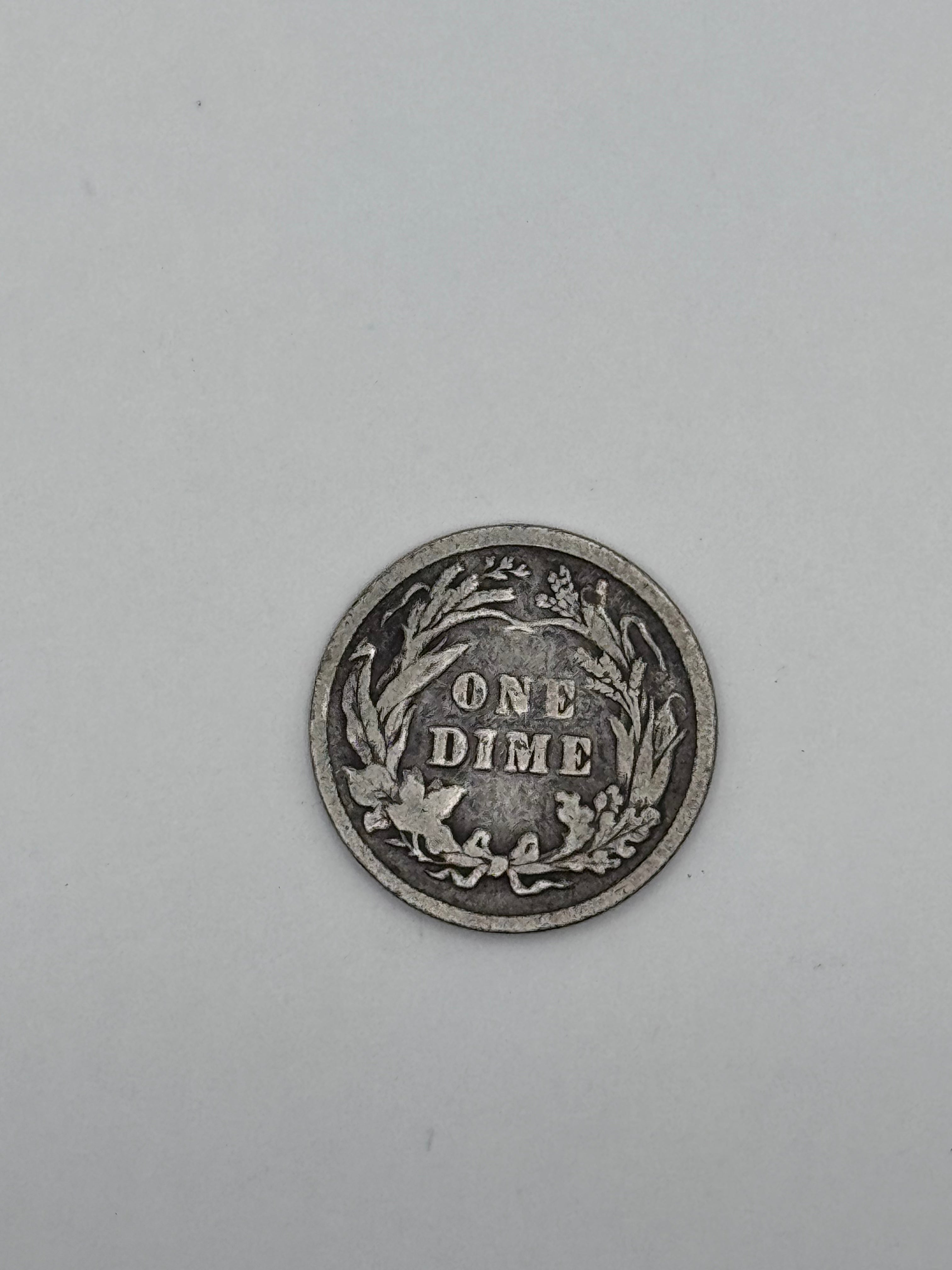 1896 Barber Dime 90% Silver 10C Philadelphia Mint U.S. Coin
