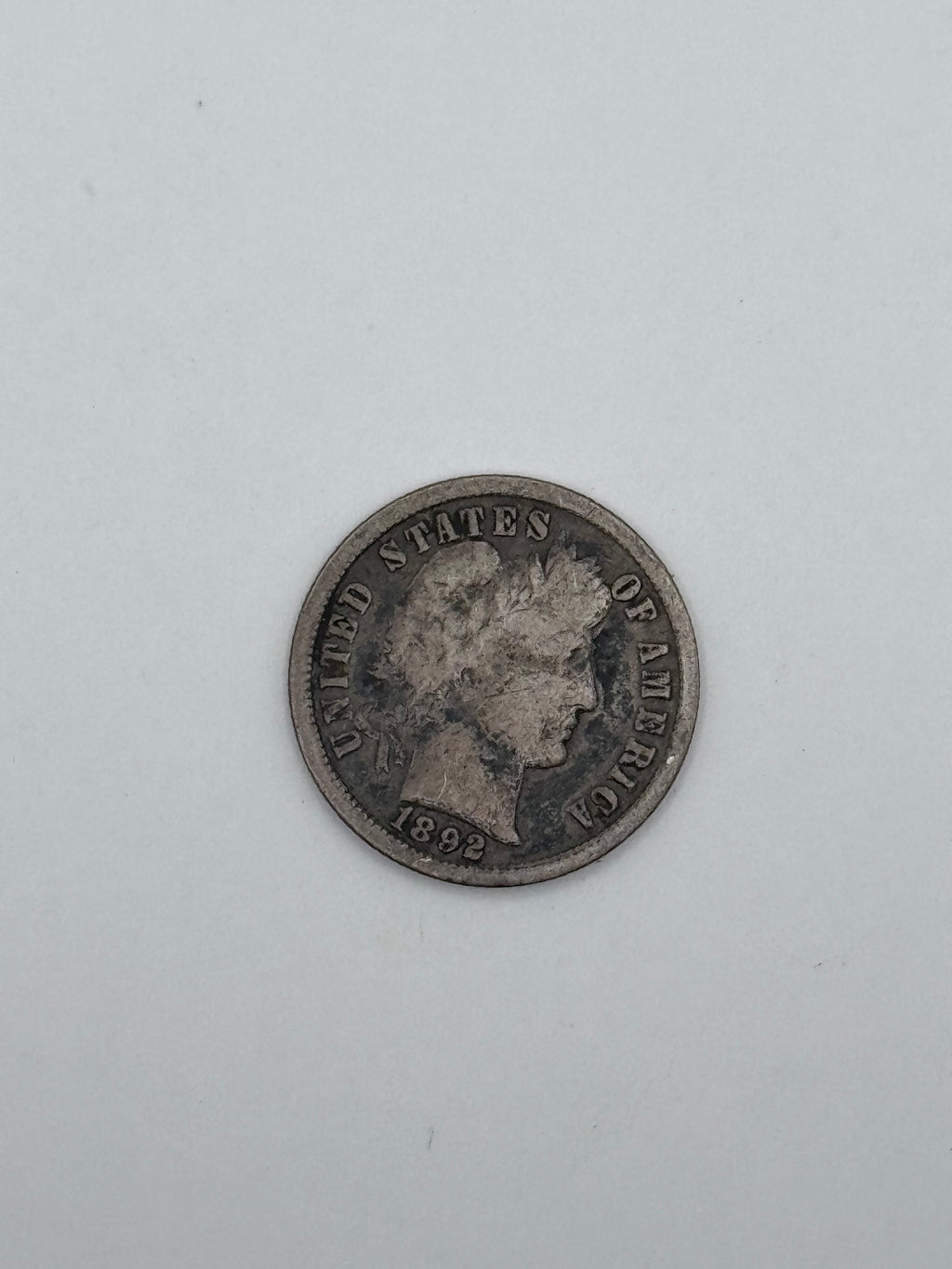 1892 Barber Dime 90% Silver 10C Philadelphia Mint U.S. Coin