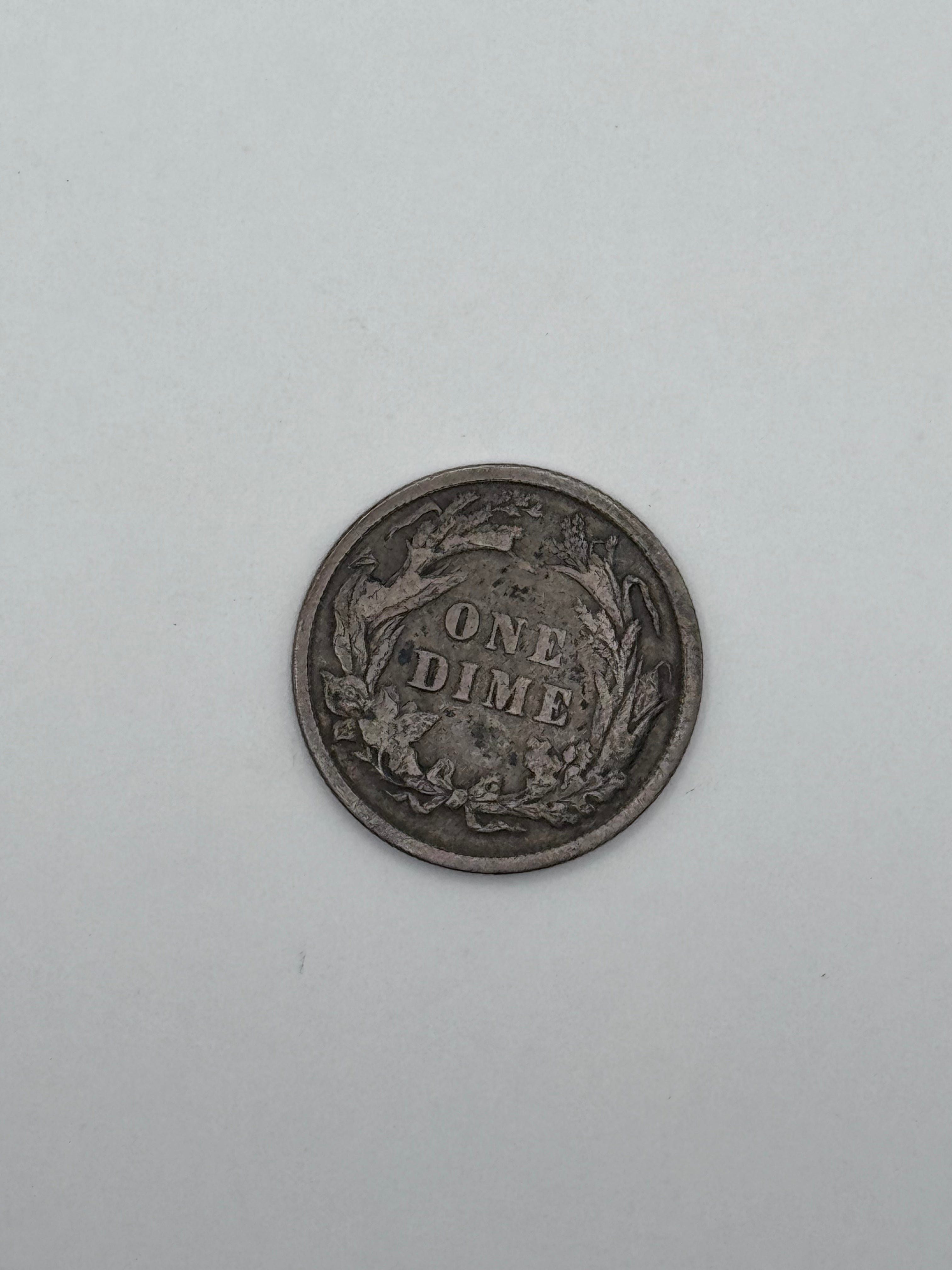1892 Barber Dime 90% Silver 10C Philadelphia Mint U.S. Coin