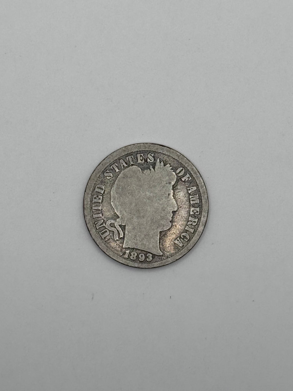 1893 Barber Dime 90% Silver 10C Philadelphia Mint U.S. Coin