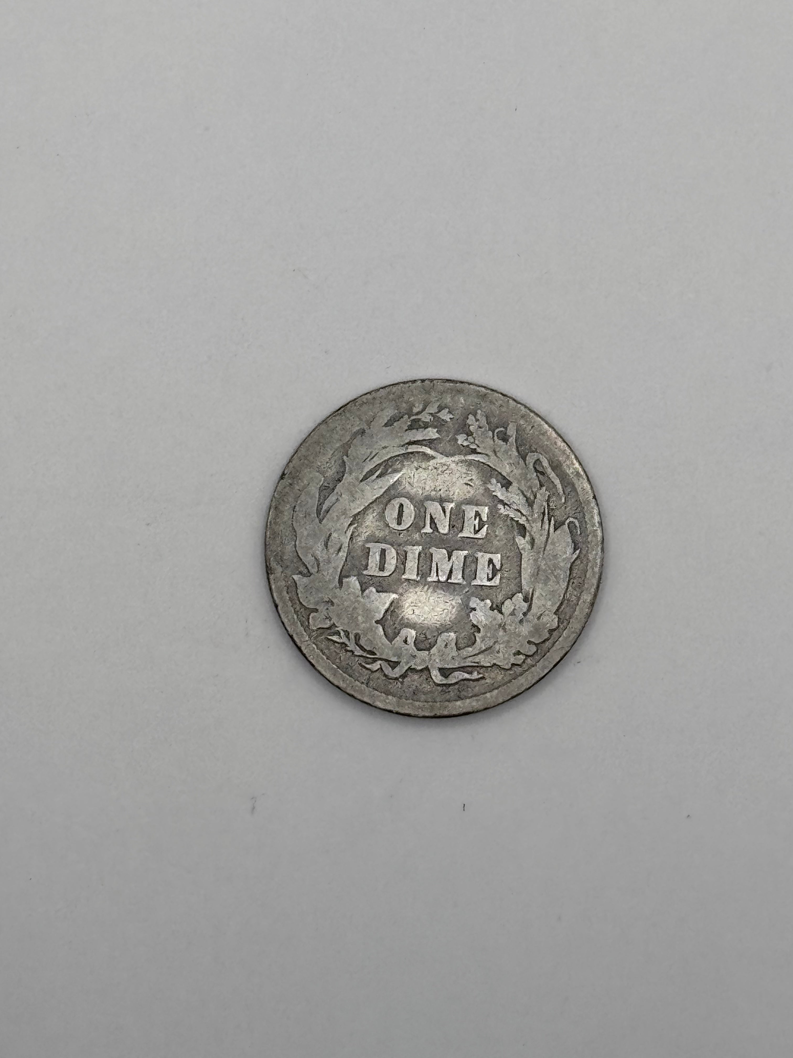 1893 Barber Dime 90% Silver 10C Philadelphia Mint U.S. Coin