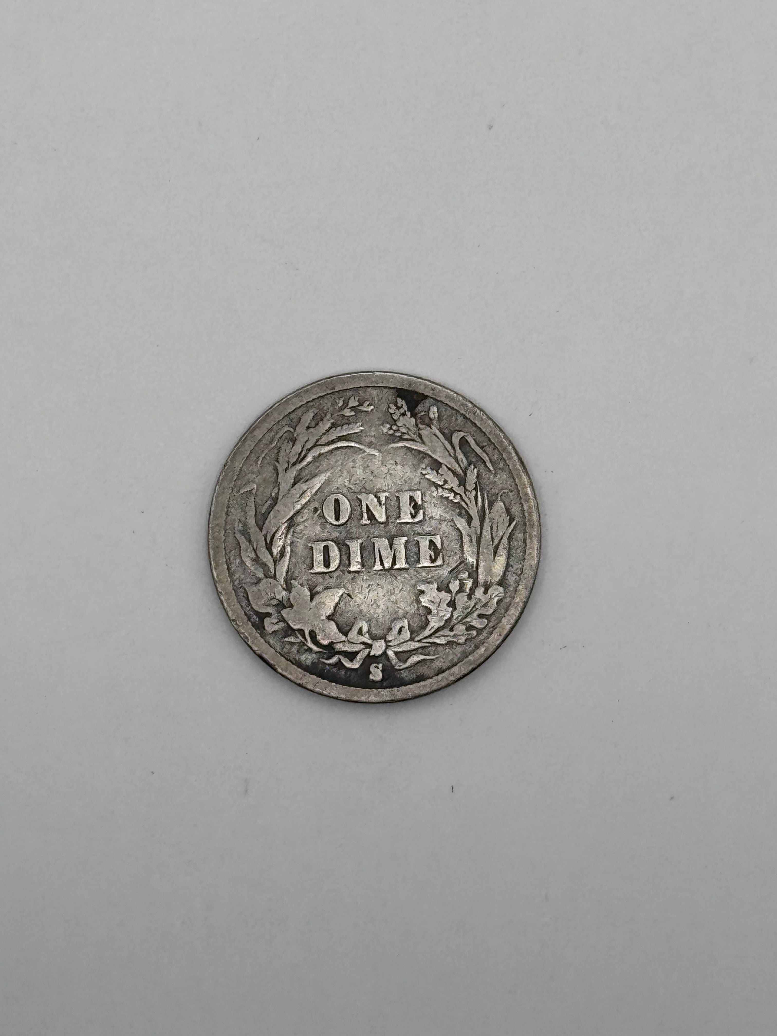 1893-S Barber Dime 90% Silver 10C San Francisco Mint U.S. Coin