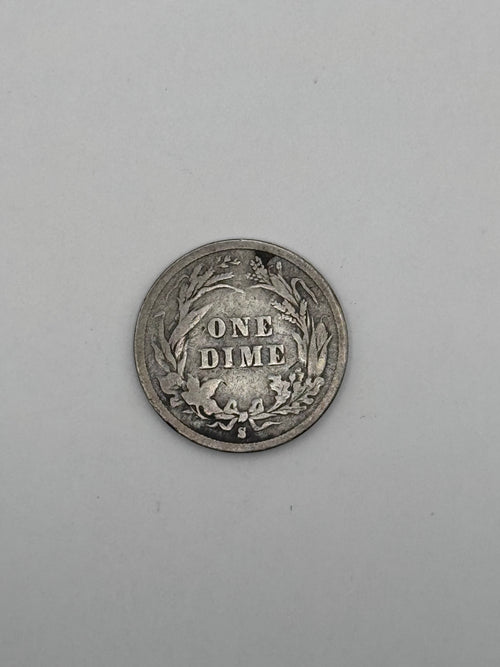 1893-S Barber Dime 90% Silver 10C San Francisco Mint U.S. Coin
