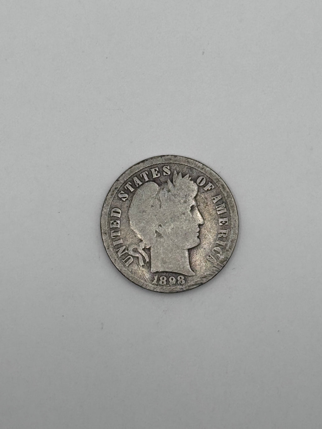 1898 Barber Dime 90% Silver 10C Philadelphia Mint U.S. Coin