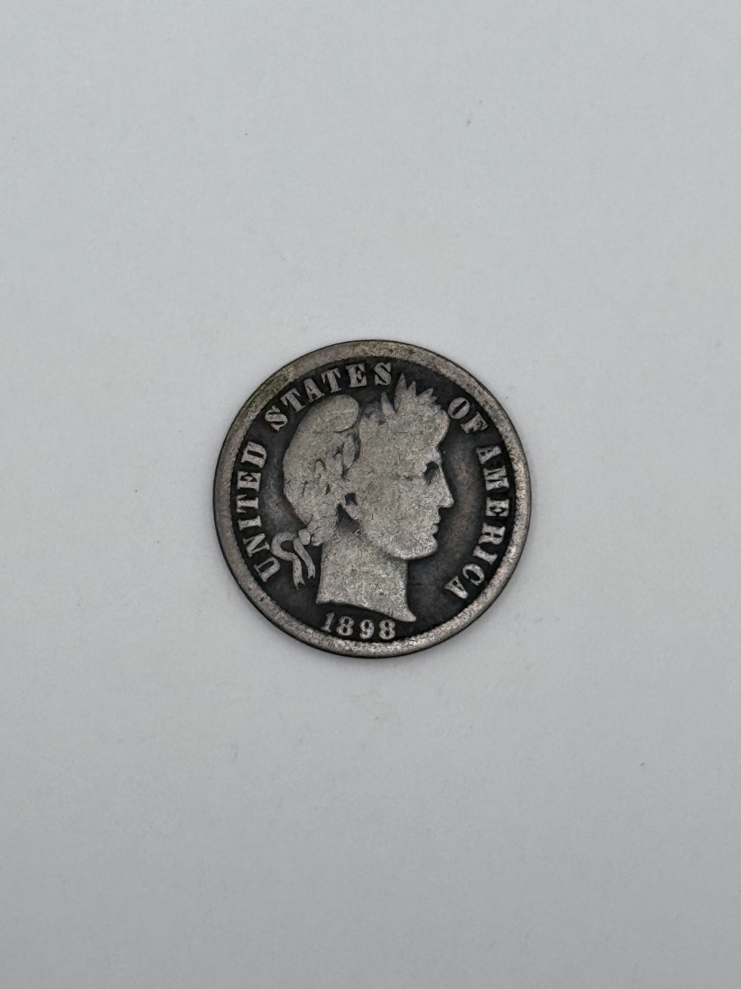 1898-O Barber Dime 90% Silver United States 10C Coin New Orleans Mint
