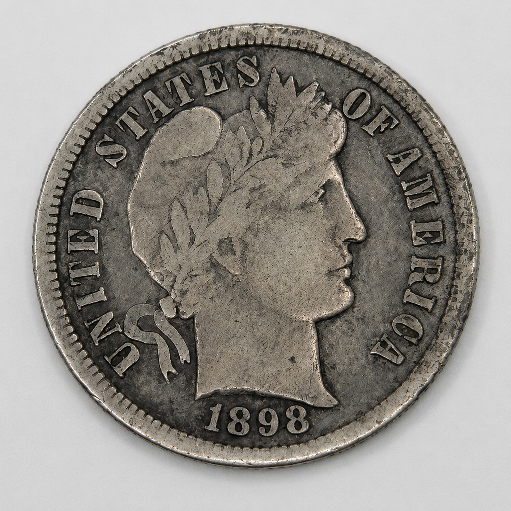 1898-S Barber Silver Dime 10C San Francisco Mint U.S. 90% Silver Coin