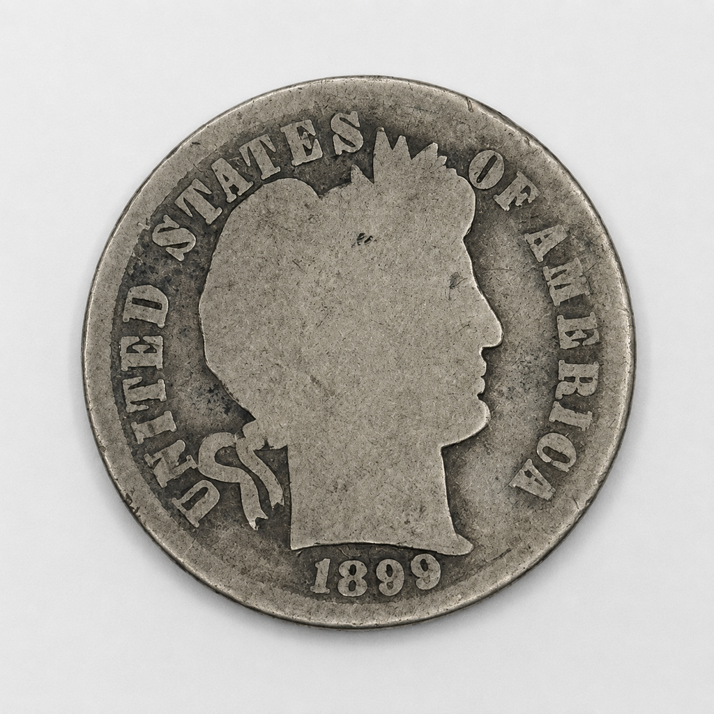 1899-S Barber Silver Dime 10C San Francisco Mint U.S. 90% Silver Coin