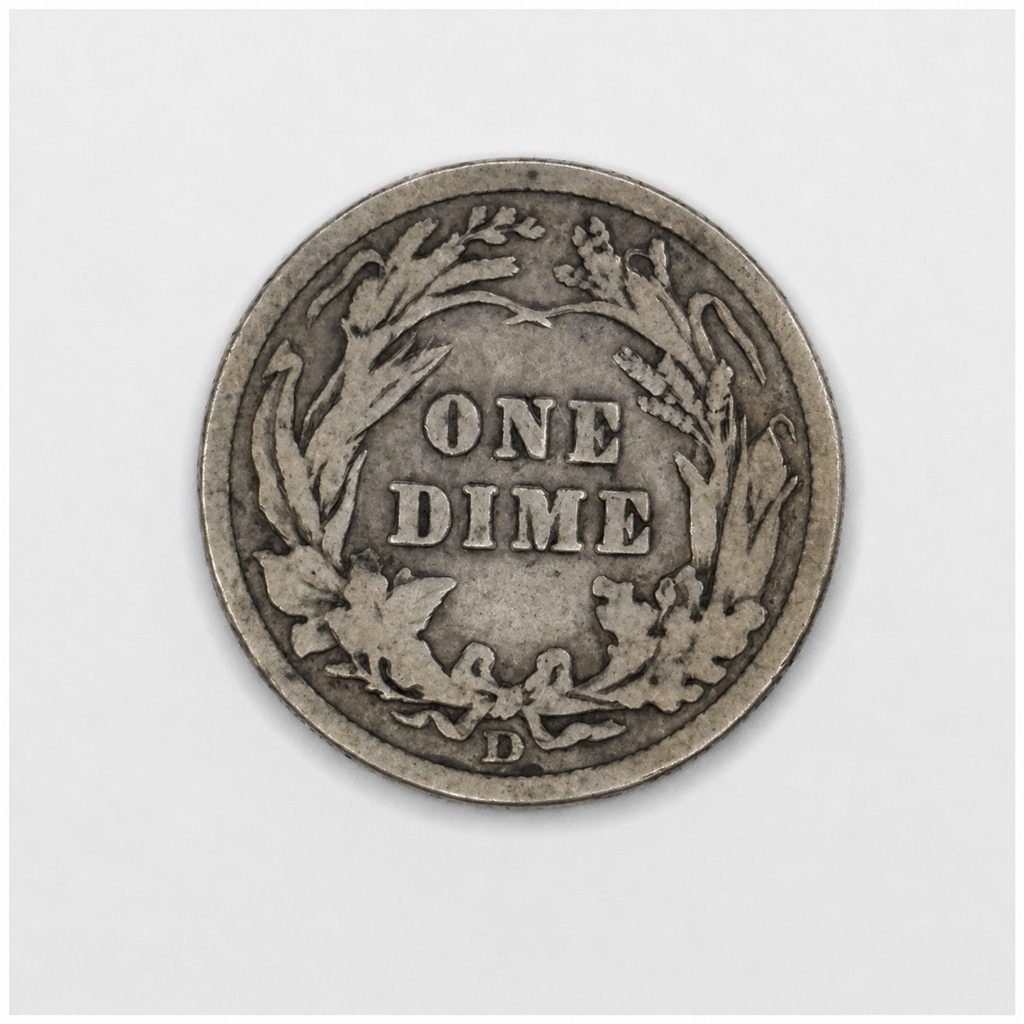 1907-D Barber Silver Dime 10C Denver Mint U.S. 90% Silver Coin