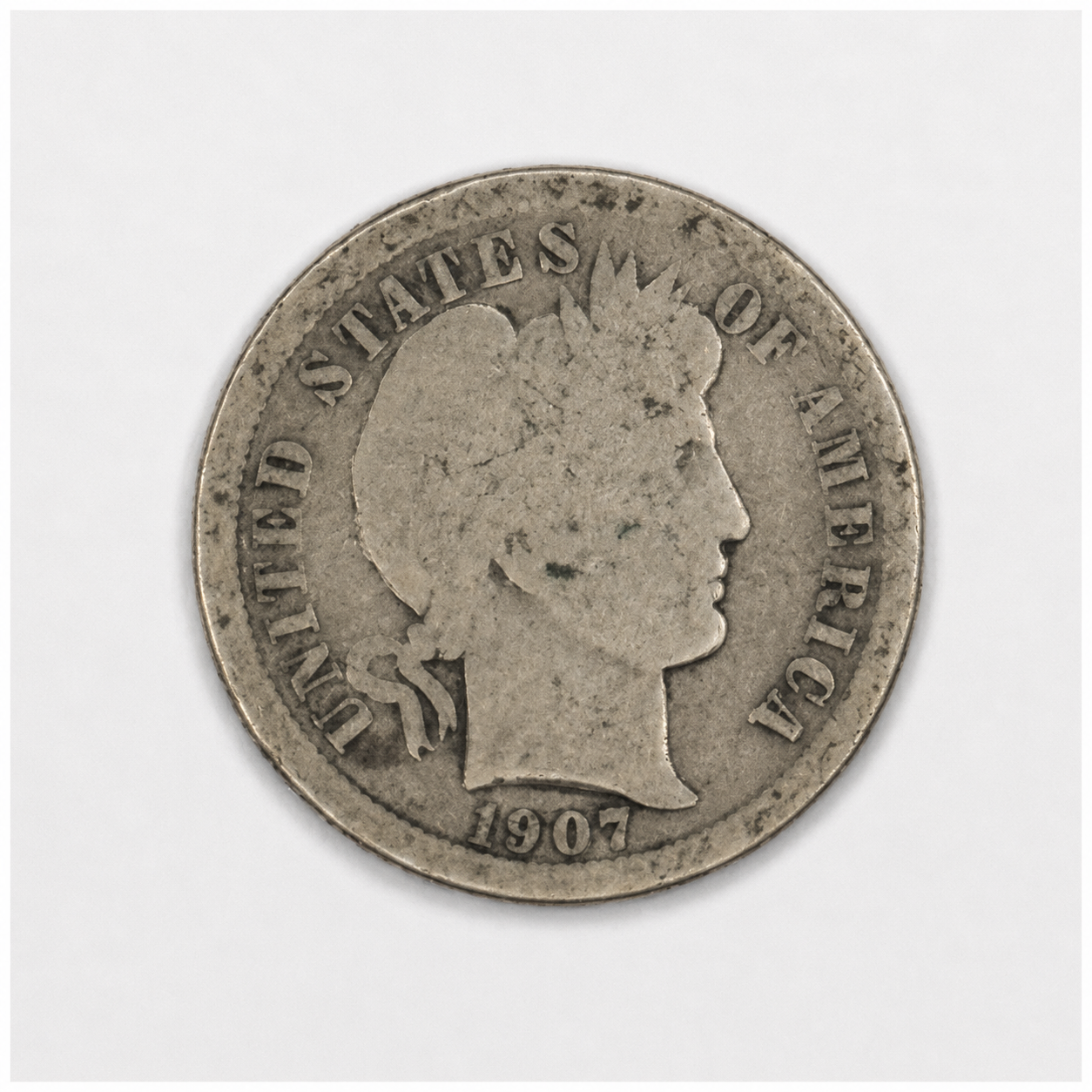 1907-O Barber Silver Dime 10C New Orleans Mint U.S. 90% Silver Coin