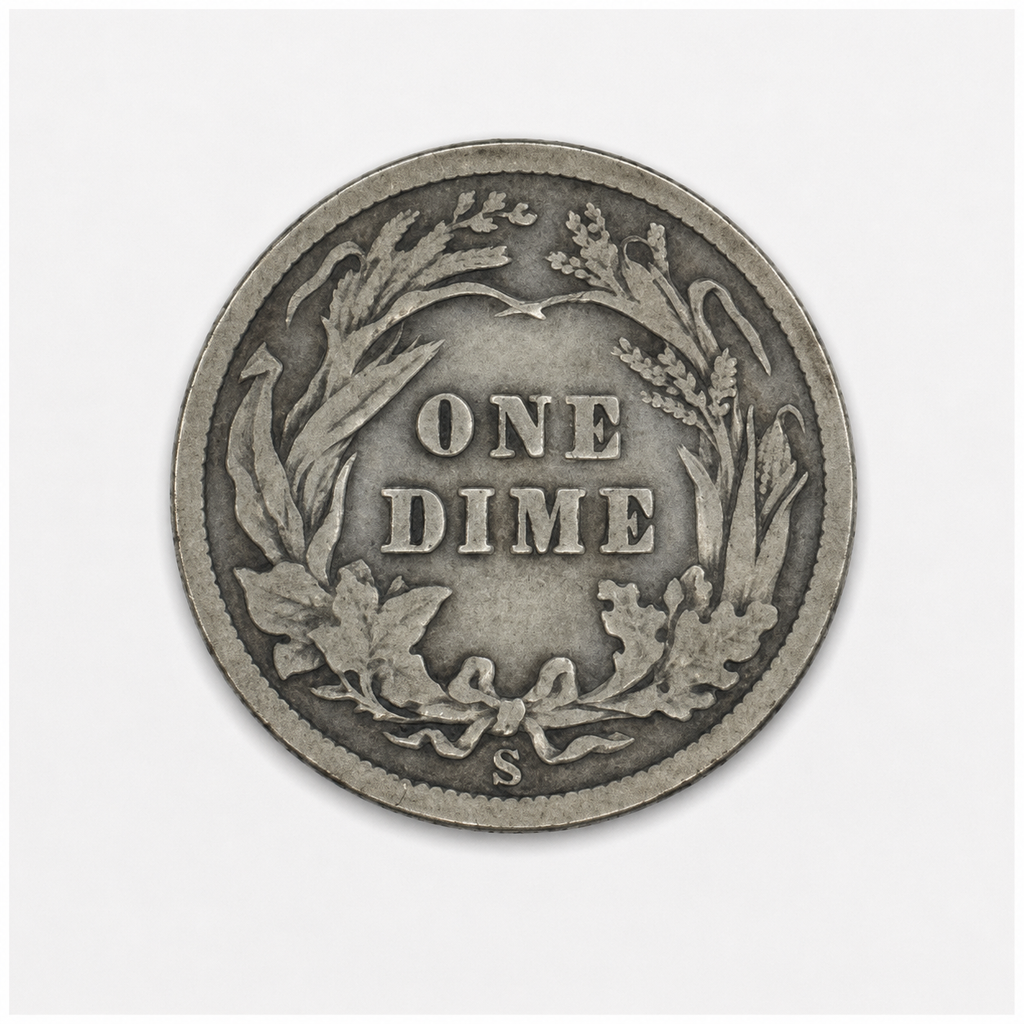 1906-S Barber Silver Dime 10C San Francisco Mint U.S. 90% Silver Coin