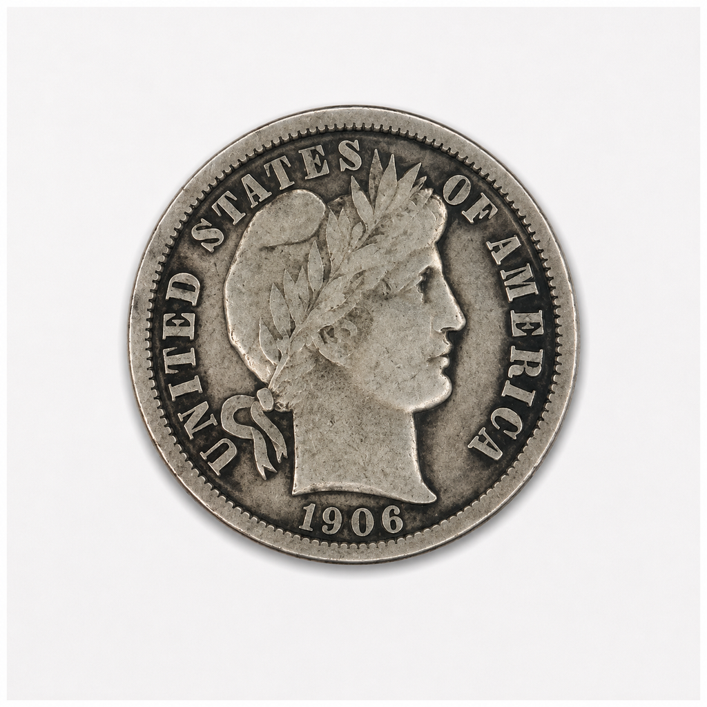 1906 Barber Silver Dime 10C New Orleans Mint U.S. 90% Silver Coin