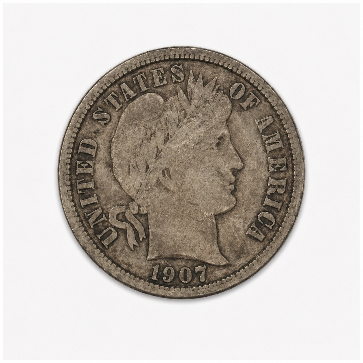 1907-S Barber Silver Dime 10C San Francisco Mint U.S. 90% Silver Coin
