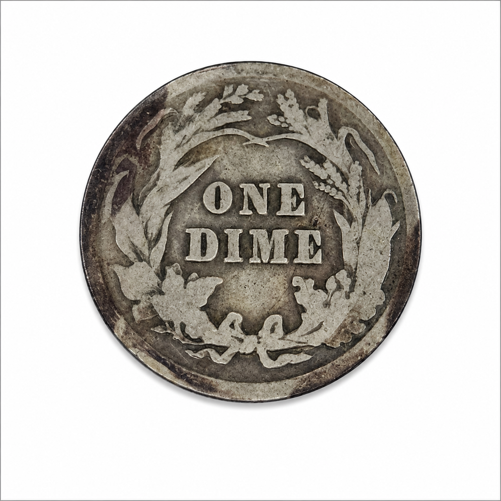 1902 Barber Silver Dime - Philadelphia Mint - U.S. 90% Silver 10C Coin