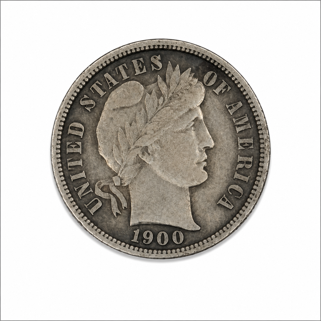 1900-S Barber Silver Dime - San Francisco Mint - U.S. 90% Silver 10C Coin