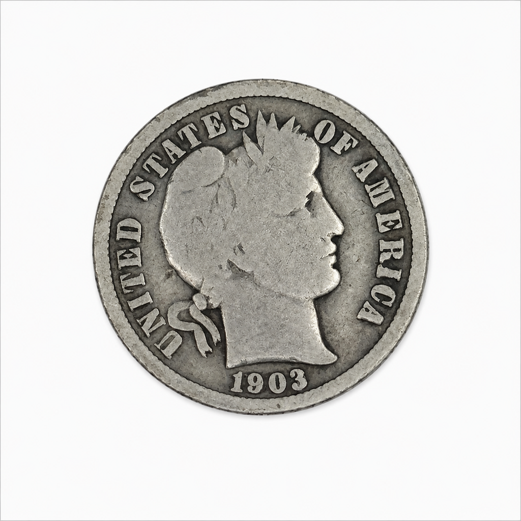 1903 Barber Silver Dime - Philadelphia Mint - U.S. 90% Silver 10C Coin