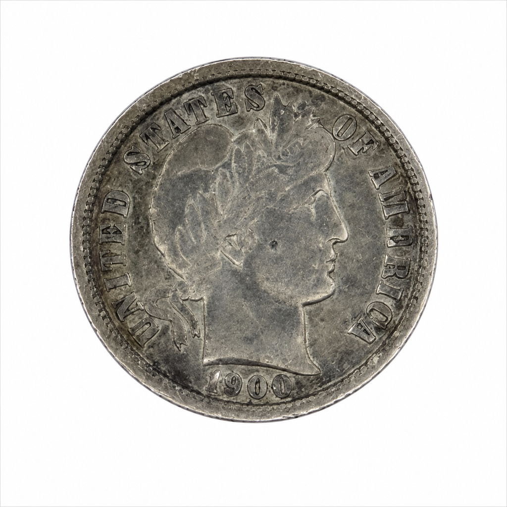 1900-O Barber Silver Dime - New Orleans Mint - U.S. 90% Silver 10C Coin