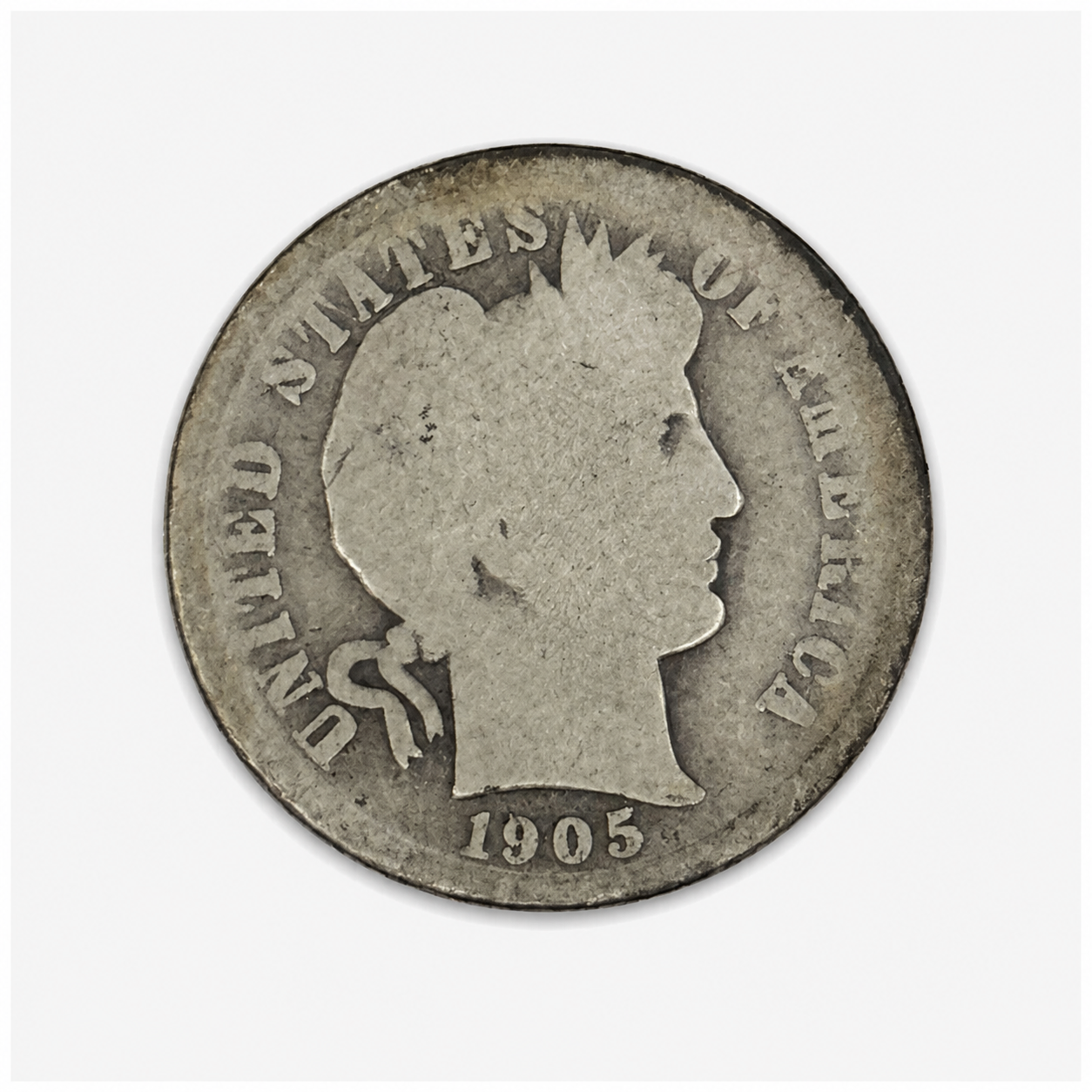 1905 Barber Silver Dime - Philadelphia Mint - U.S. 90% Silver 10C Coin