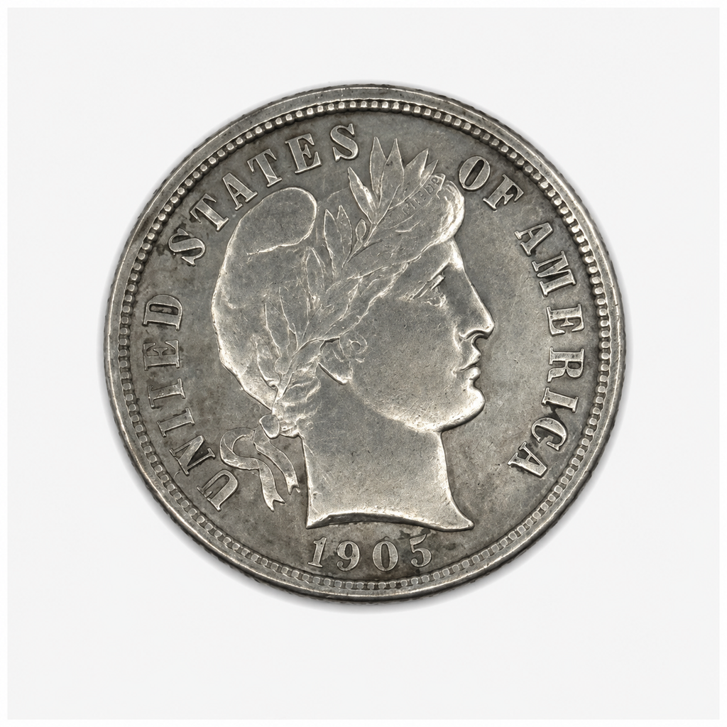 1905-S Barber Silver Dime - San Francisco Mint  - U.S. 90% Silver 10C Coin