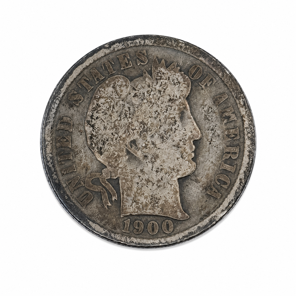 1900 Barber Silver Dime 10C Philadelphia Mint U.S. 90% Silver Coin