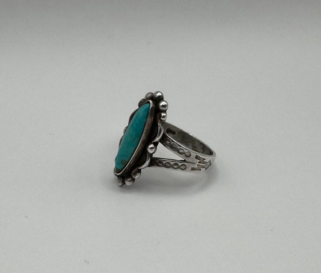 925 Sterling Silver Turquoise Ring Southwest Native Style