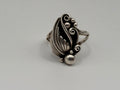 E.B. 925 Sterling Silver Native Leaf Scroll Statement Ring