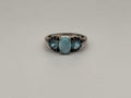925 Sterling Silver Larimar, Blue Topaz, And Black Spinel Ring