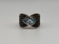 925 Sterling Silver Blue Topaz And Black Onyx Statement Ring