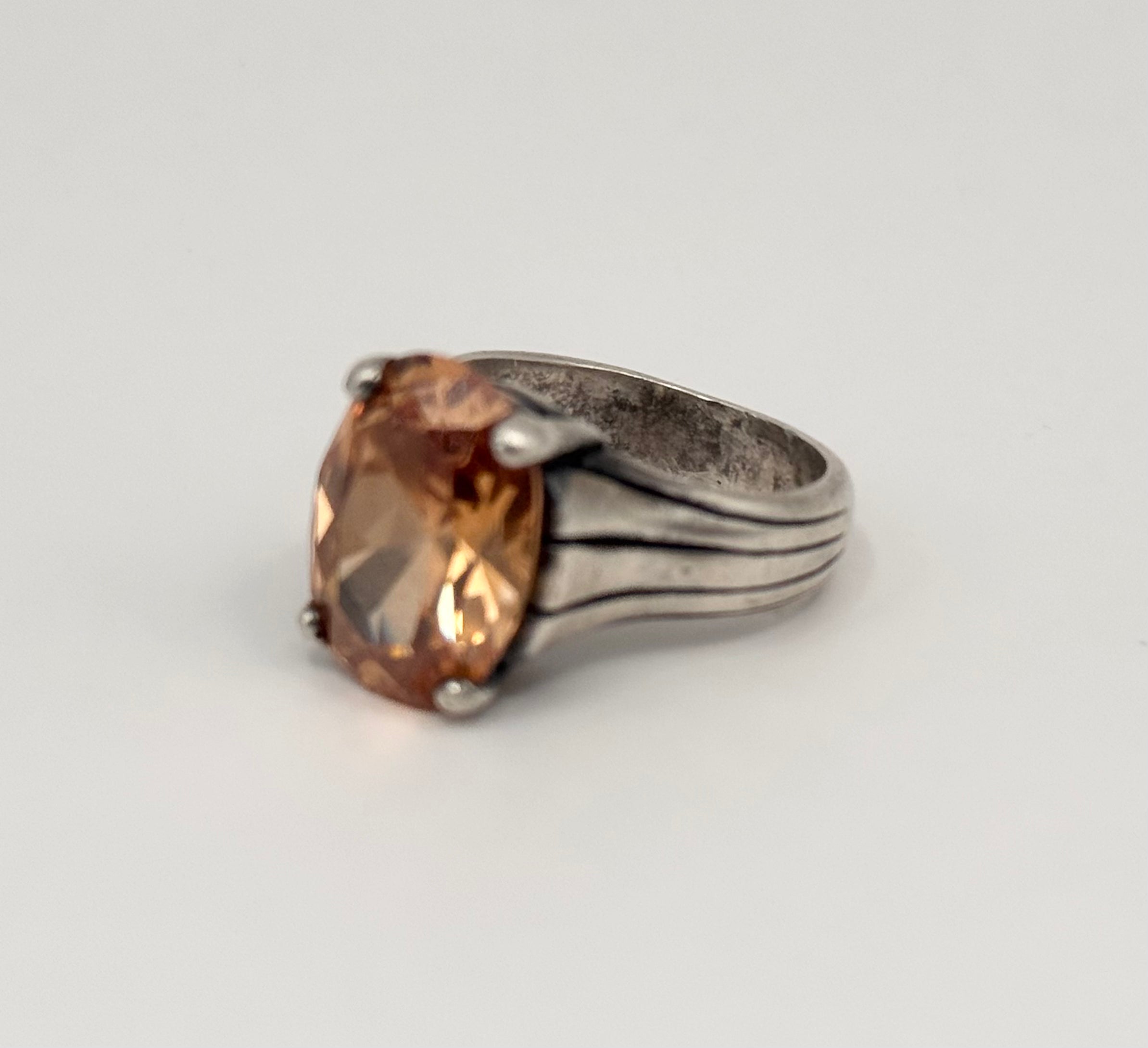 Silpada Sterling Silver Champagne CZ Statement Ring 925