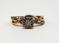 925 Sterling Silver Two-Tone Diamond Cluster Halo Ring Size