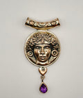 Amy Zerner RSCL 925 Sterling Silver Amethyst Goddess Face Pendant Signed Artisan