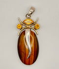 925 Sterling Silver Tiger’s Eye & Citrine Accent Pendant