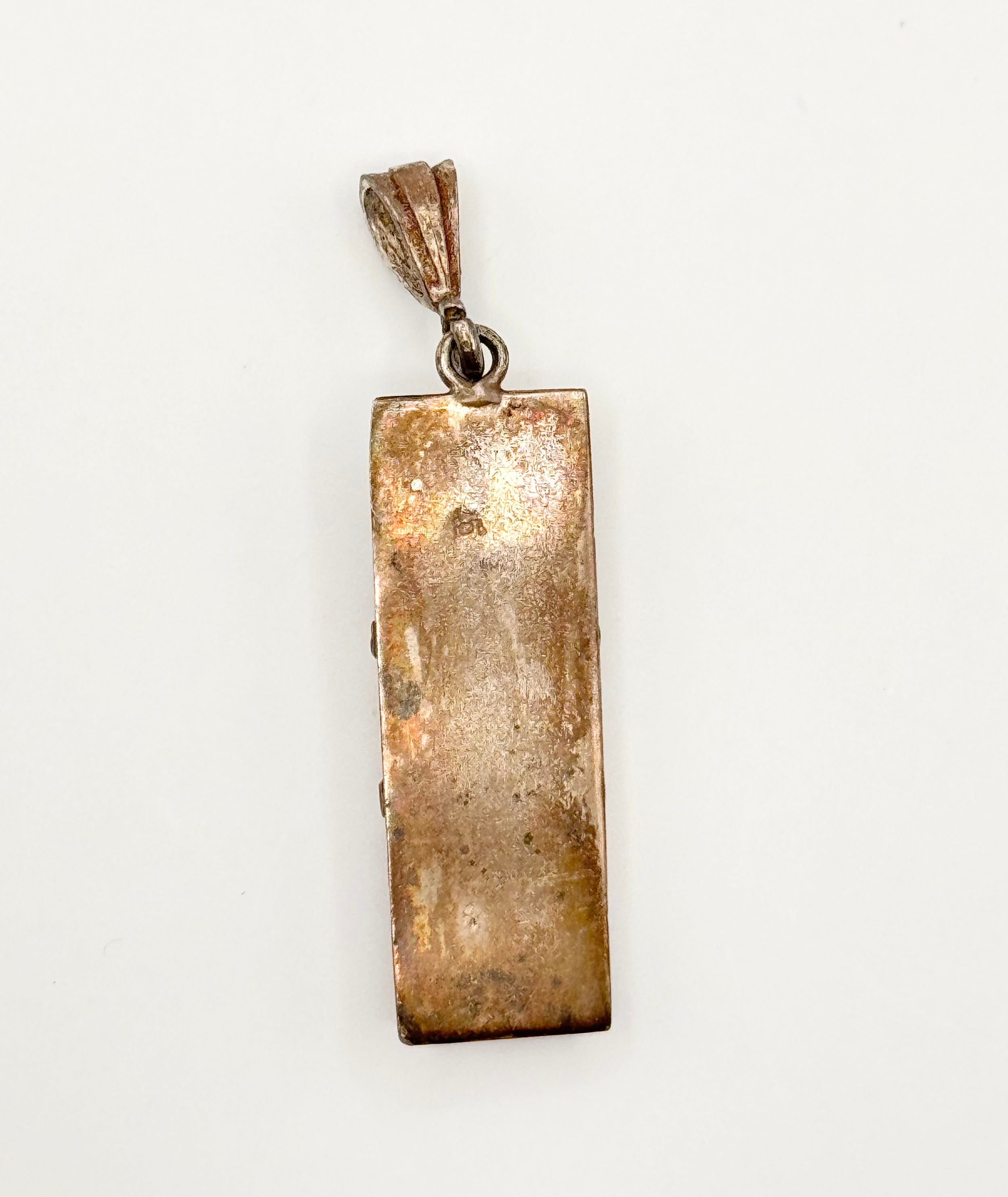 Vintage 925 Sterling Silver Turquoise & Amber Pendant