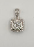 925 Sterling Silver Diamond Cluster Halo Pendant Square Princess Style Charm
